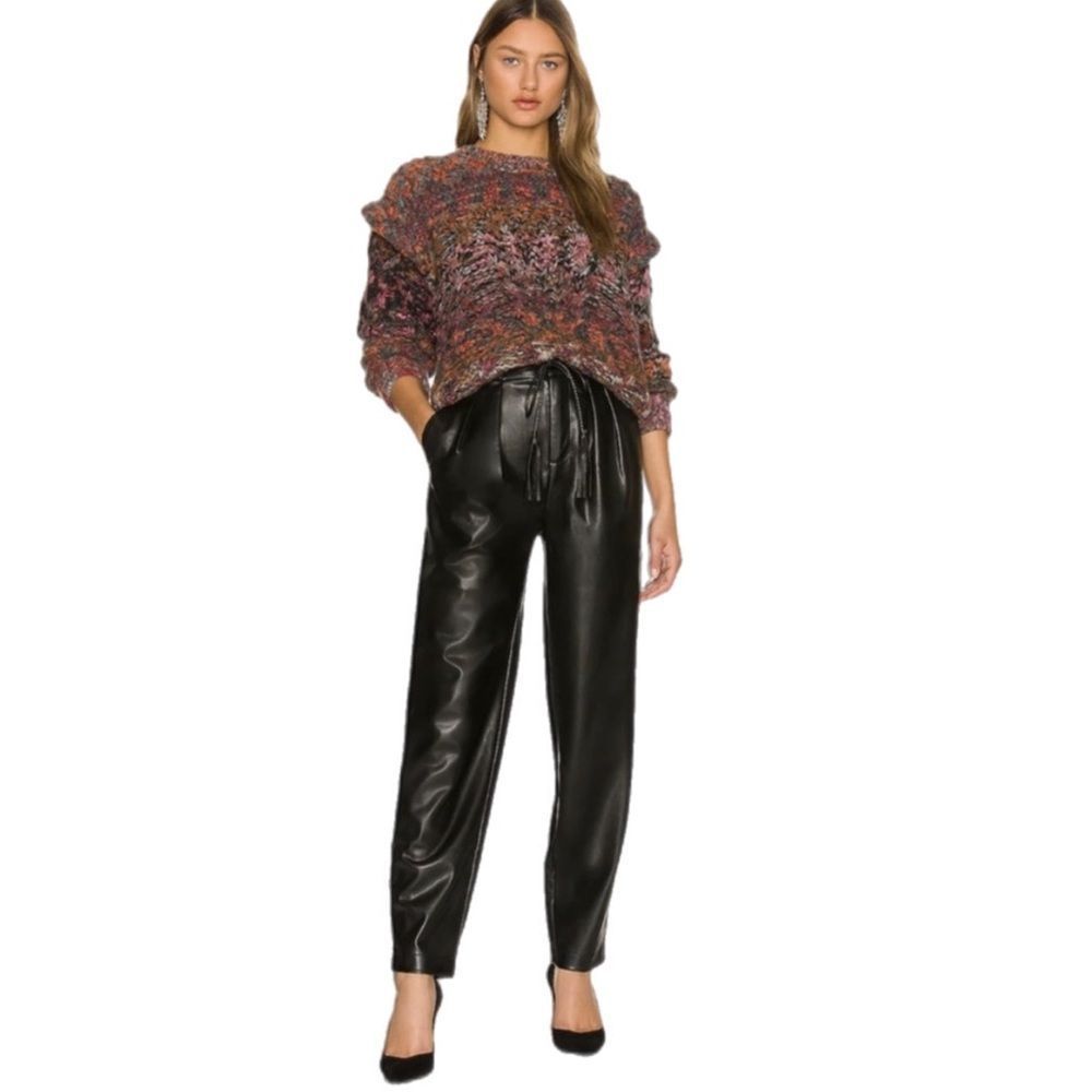 MOTHER High Waist Faux Leather Tapered Pleated Pants size 24